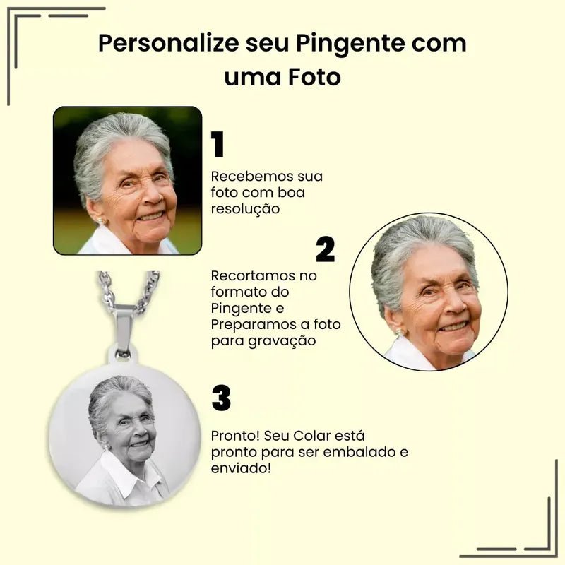 Cordão Personalizado Com Foto - Pingente E Corrente