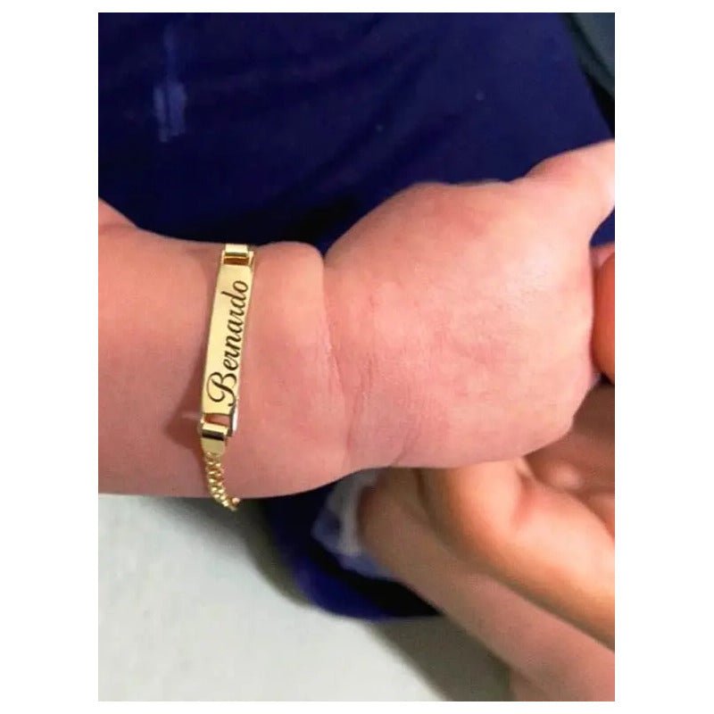 Pulseira Masculina Bebe Recem Nascido Banhada Envio Imediato Ouro 14 Cm
