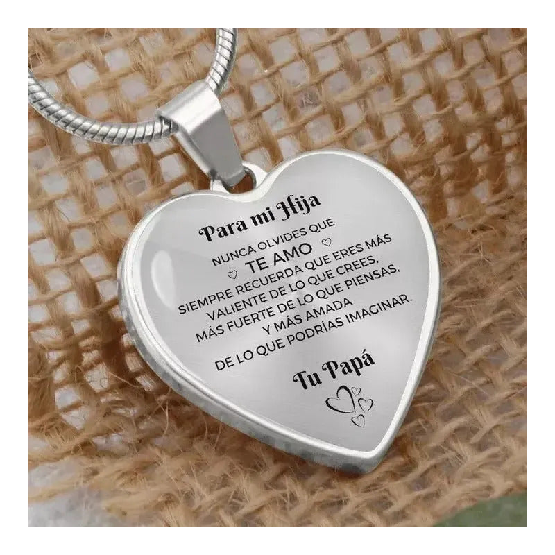 Colar Com Pingente Heart Love Colar Com Pingente De Prata De Pai Para Filha Prateado