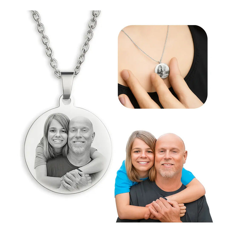 Colar Cordão Corrente Gravação Foto Família Avó Pai Mãe Amor