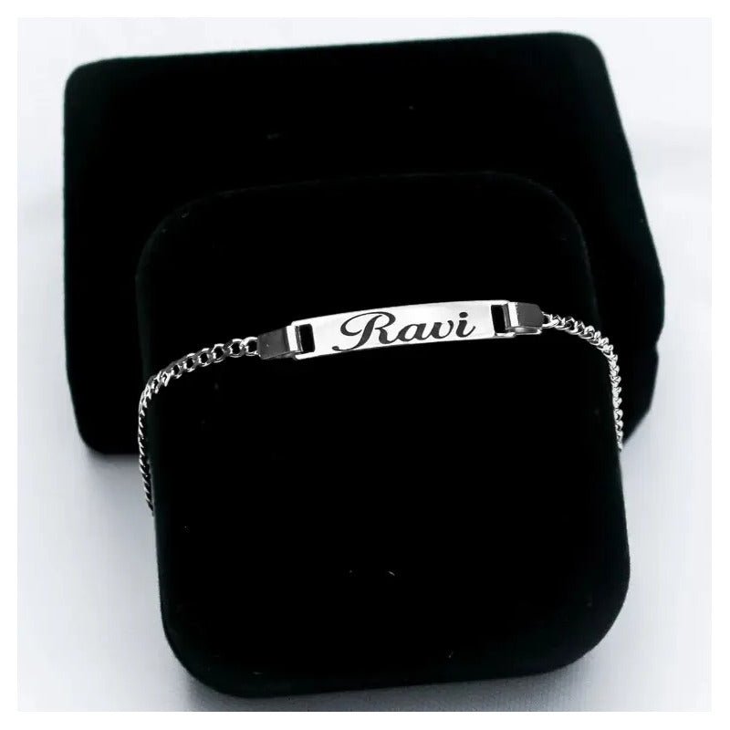 Pulseira De Prata 925 Banhada Nome Gravado Bebê Criança Prateado 14 Cm