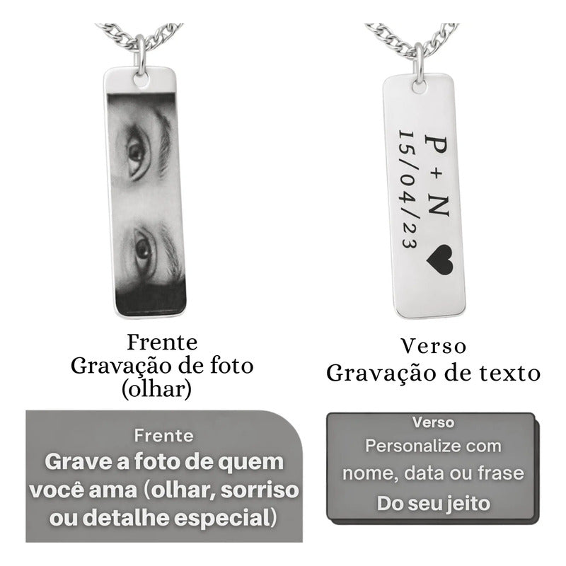 Colar Cordão Corrente Olhar Personalizados Aço Inox Prata