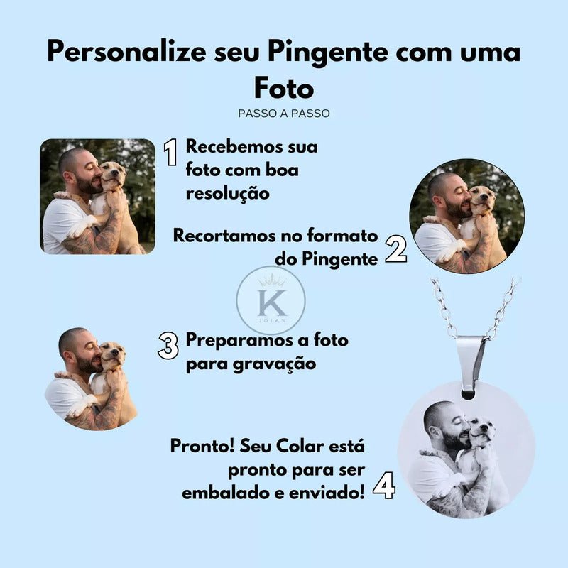 Corrente Com Pingente Personalizado Colar Com Foto Pet