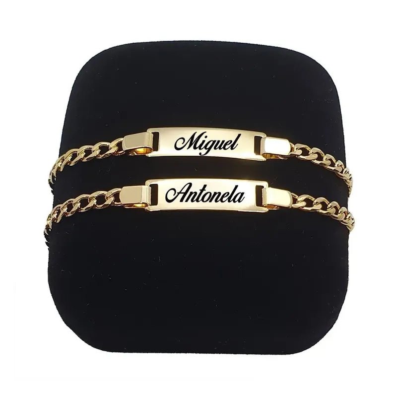 Pulseira De Bebê Banhada A Ouro 18k Nome Gravado Garantia 14 Cm