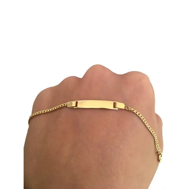 Pulseira Infantil Banhada Plaquinha Menino Com Nome Gravaçao 13 Cm