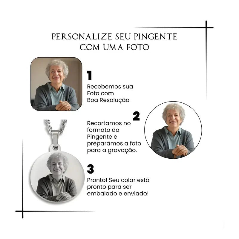 Colar Com Pingente Personalizado Com Foto Filhos 45 Ou 60cm