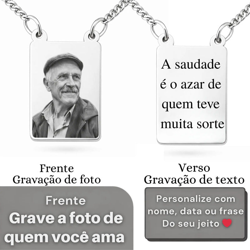 Escapulário Aço Inox 2 Placas Com Texto Ou Foto Gravada Prata