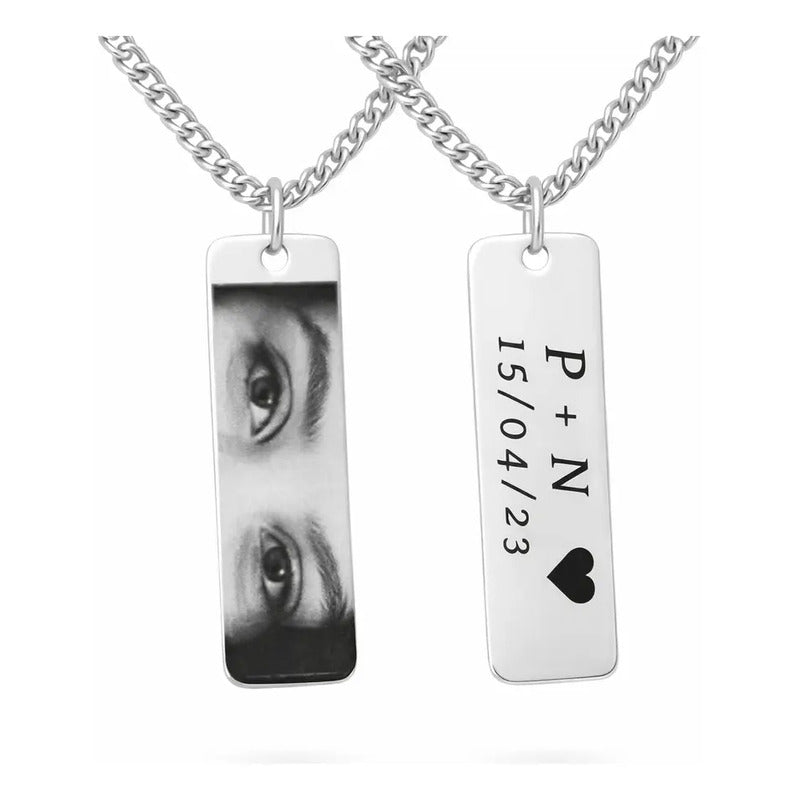 Colar Cordão Corrente Olhar Personalizados Aço Inox Prata