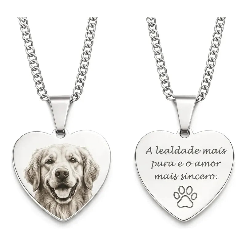 Colar Com Pingente Foto Personalizado E Resistente Cor Pingente Coração / 60cm