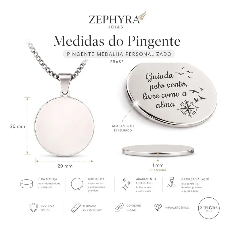 Colar Com Pingente Personalizado Com Foto Filhos 45 Ou 60cm