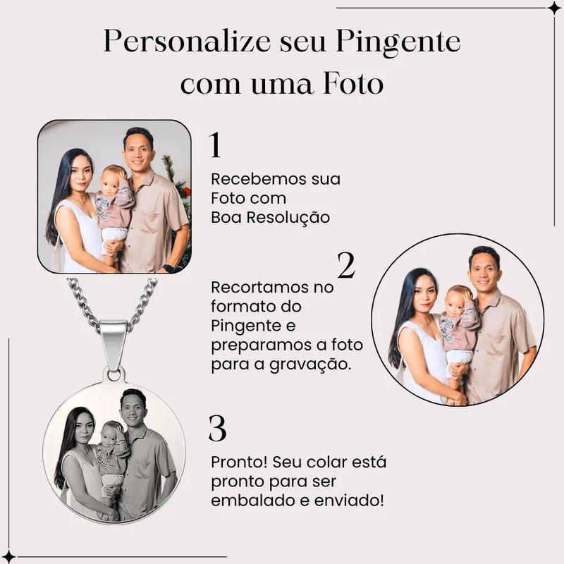 Cordão Personalizado Com Foto - Pingente E Corrente