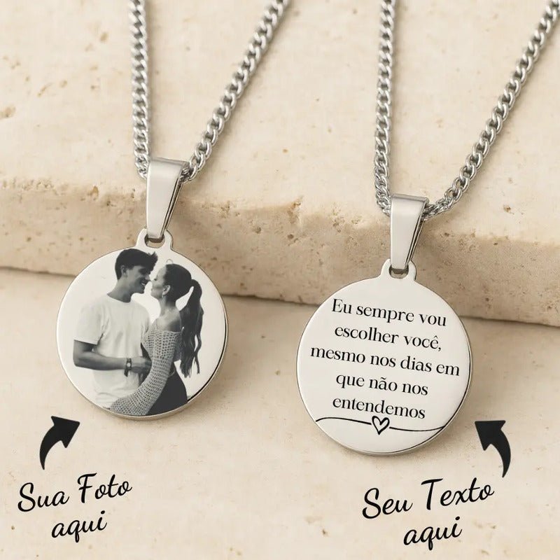 Corrente Com Pingente Personalizado Colar Com Foto Namorados
