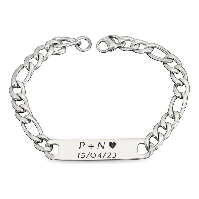 Pulseira Bracelete Aço Inoxidavel Olho Olhar Face Família Cinza 19 Cm