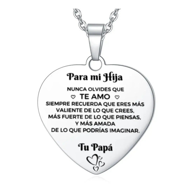 Colar Com Pingente Heart Love Colar Com Pingente De Prata De Pai Para Filha Prateado