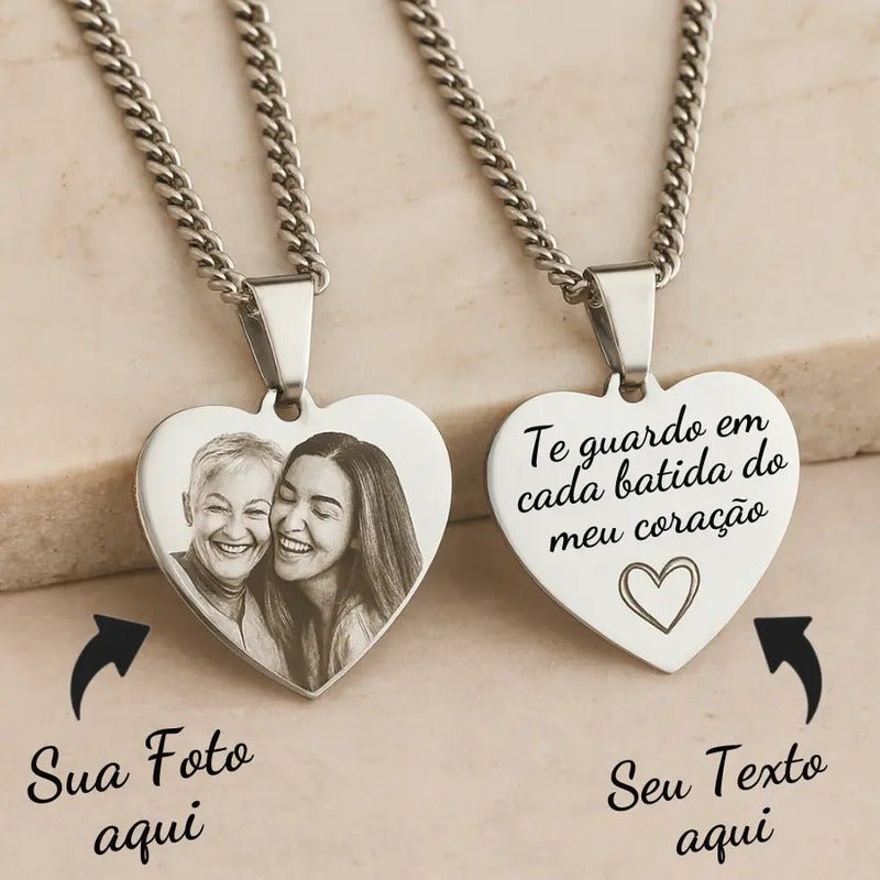 Colar Personalizado Pingente Coração Aço Inox
