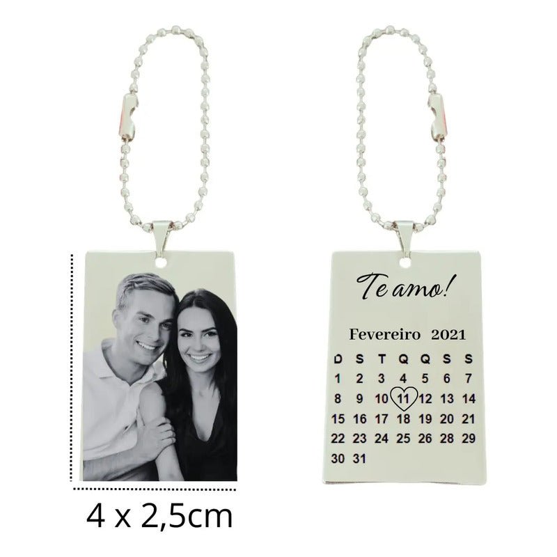 01 Chaveirinho Com Foto Casal Promoção Data De Namoro Noiva Prateado