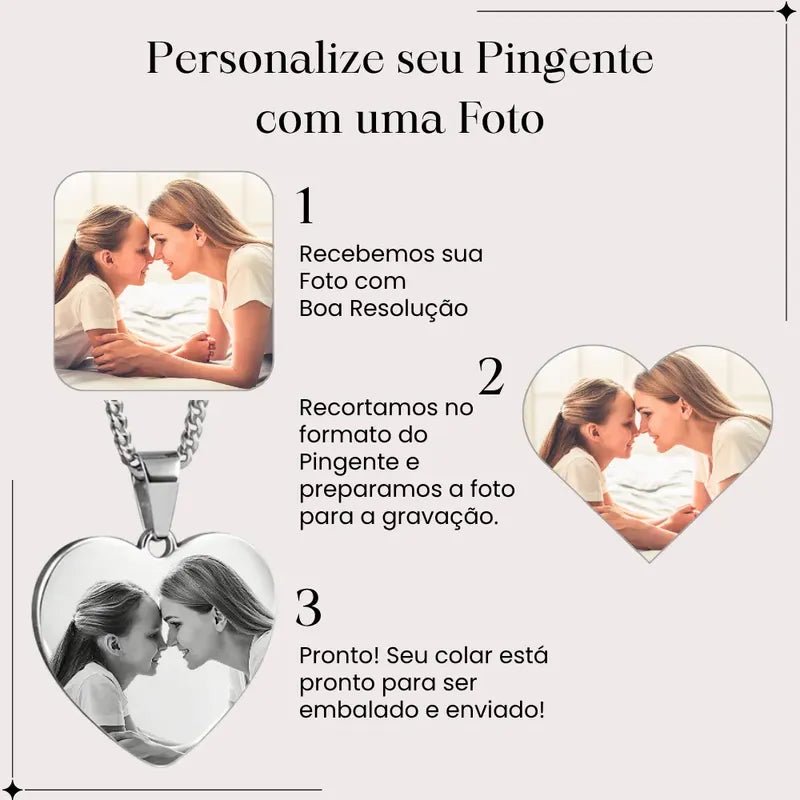 Colar Personalizado Pingente Coração Aço Inox