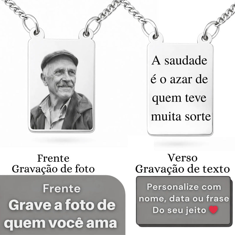 Escapulário Em Aço Inox  2 Placas Personalizadas Com Foto Prata