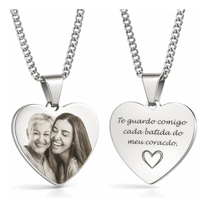 Colar Personalizado Pingente Coração Aço Inox