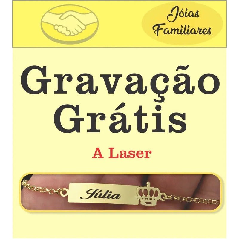 Pulseira Infantil Banhada Plaquinha Menino Com Nome Gravaçao 13 Cm