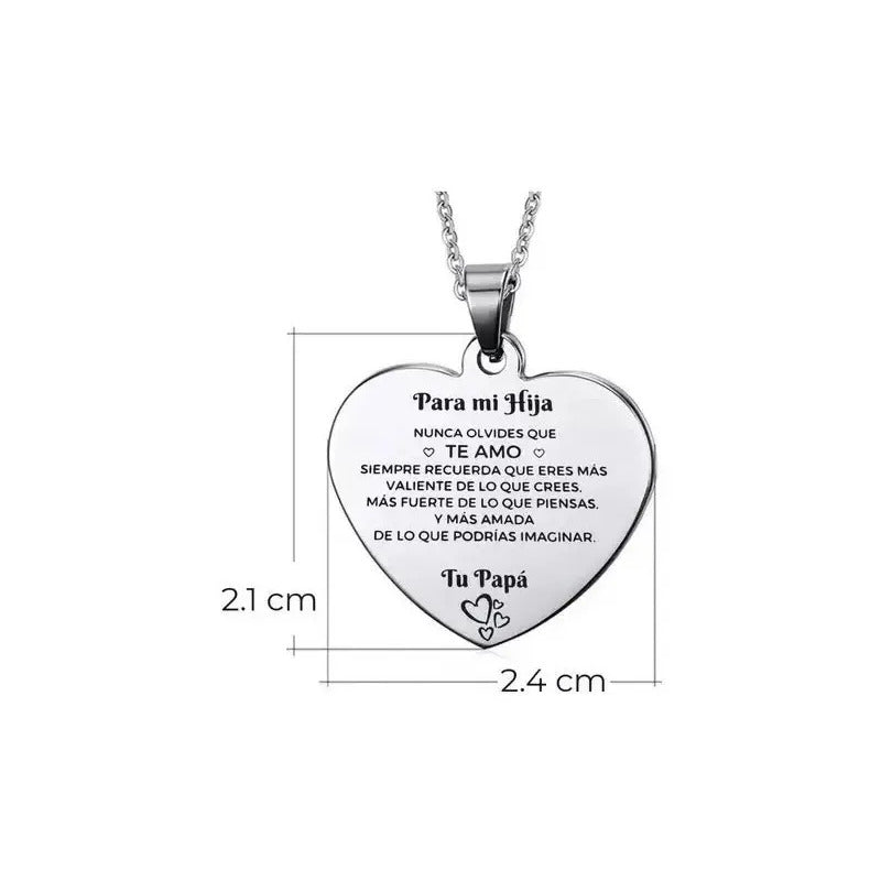 Colar Com Pingente Heart Love Colar Com Pingente De Prata De Pai Para Filha Prateado