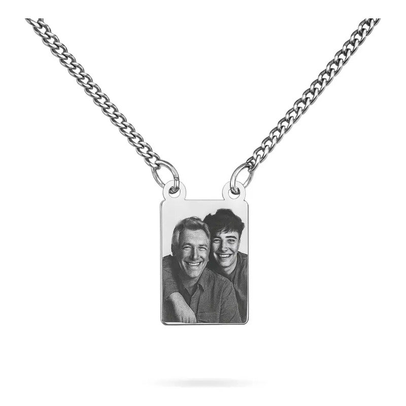 Escapulário Em Aço Inox  2 Placas Personalizadas Com Foto Prata