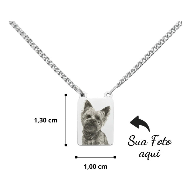 Escapulário Aço Inox 2 Placas Com Texto Ou Foto Gravada Pet Prata