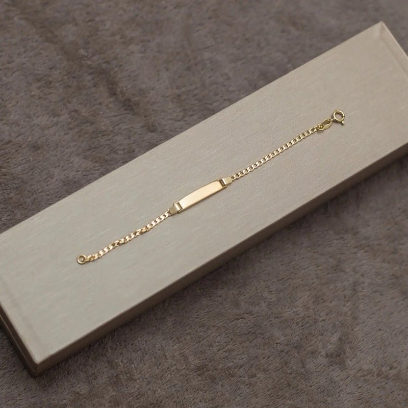 Pulseira Nome Gravado Bebê Chapinha Criança Banhada Ouro 18k Dourado 14 Cm