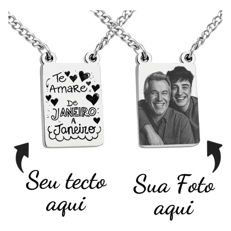 Escapulário Aço Inox 2 Placas Com Texto Ou Foto Gravada Prata