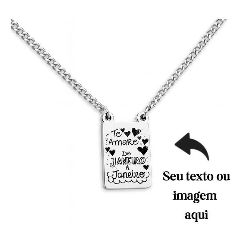 Escapulário Aço Inox 2 Placas Com Texto Ou Foto Gravada Pet Prata
