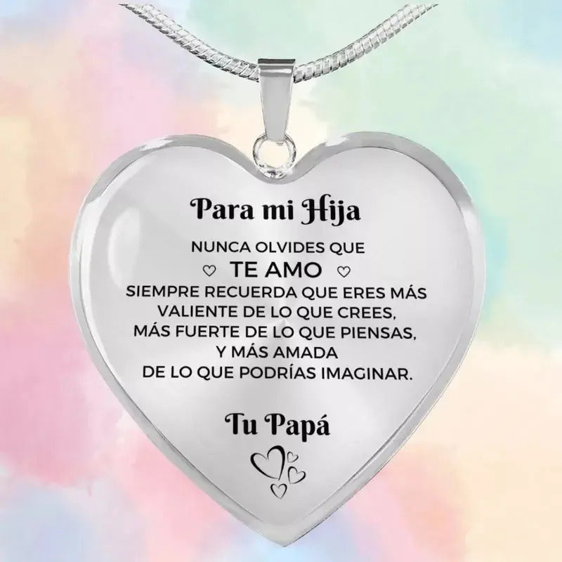 Colar Com Pingente Heart Love Colar Com Pingente De Prata De Pai Para Filha Prateado