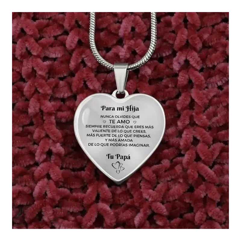 Colar Com Pingente Heart Love Colar Com Pingente De Prata De Pai Para Filha Prateado