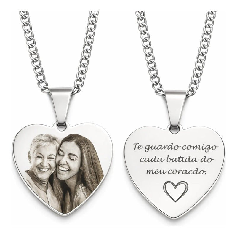 Colar Corrente Personalizado Cordão Pingente Coração Filhos