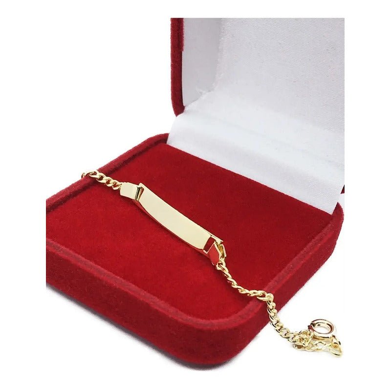 Pulseira Infantil Plaquinha Menina Com Nome Banhado Gravaçao 13 Cm