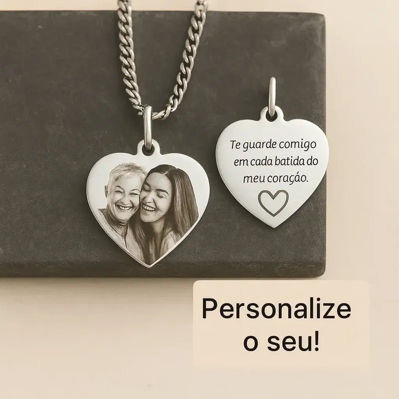 Colar Corrente Personalizado Cordão Pingente Coração Filhos
