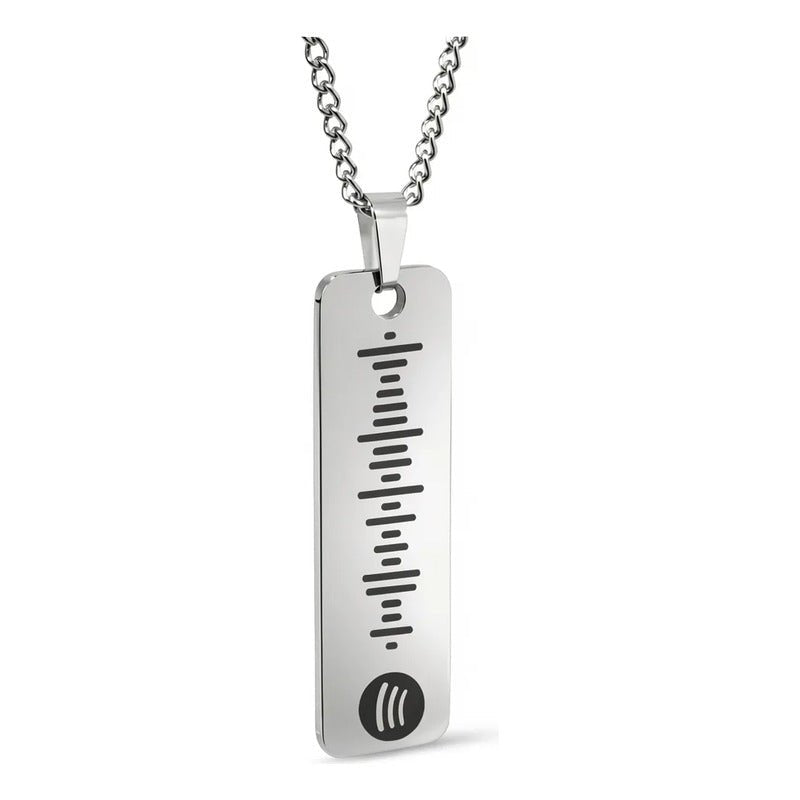 Colar Aço Inox Pingente Personalizado Código Spotify Corrente 60 Cm