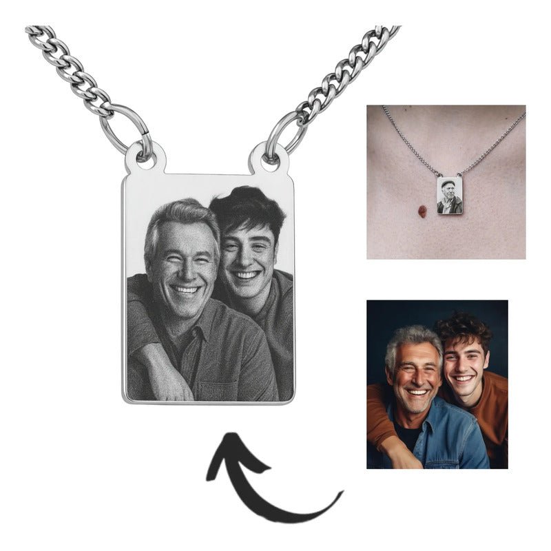 Escapulário Em Aço Inox  2 Placas Personalizadas Com Foto Prata