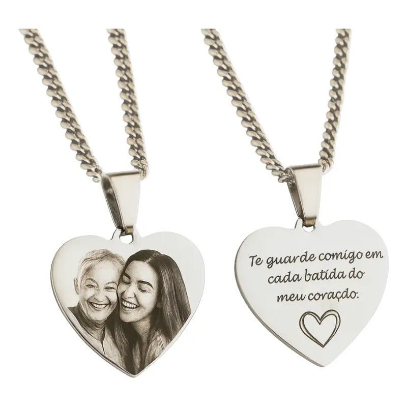 Colar Personalizado Pingente Coração Aço Inox