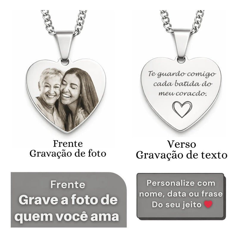 Colar Com Pingente Foto Personalizado E Resistente