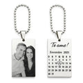 Chaveiro Personalizado com Foto e Data em Aço Inox