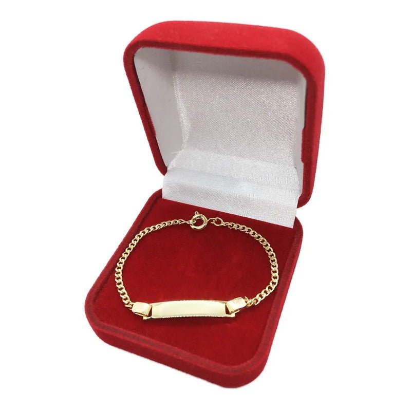 Pulseira De Bebê Banhada A Ouro 18k Nome Gravado Garantia 14 Cm