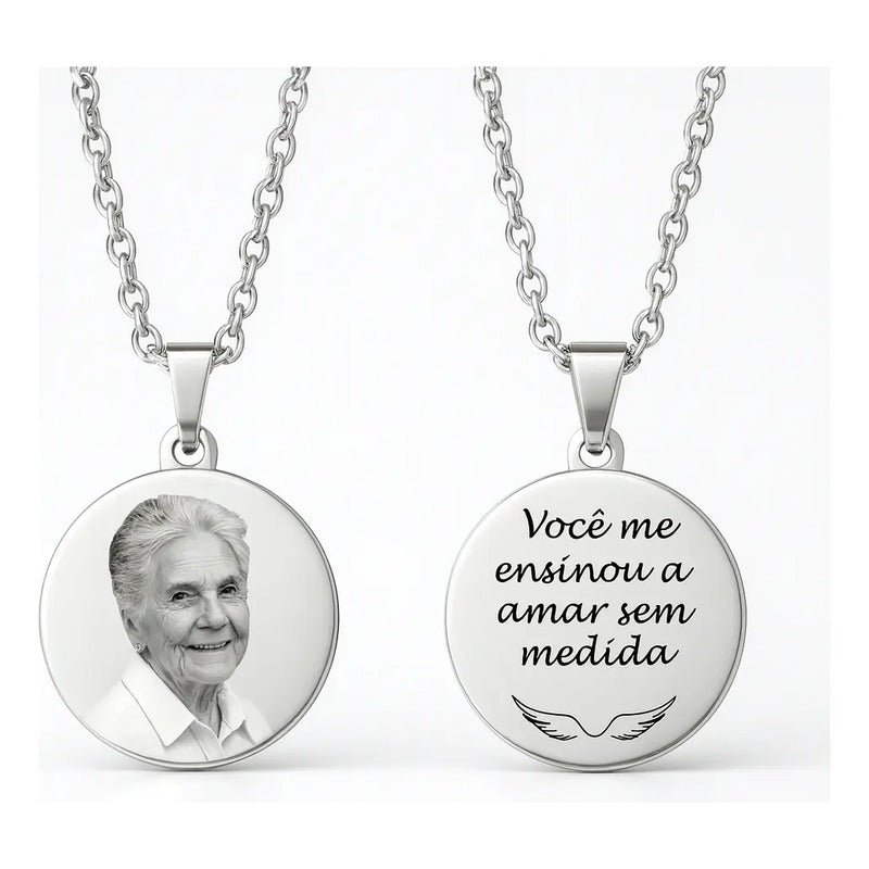 Colar Cordão Corrente Gravação Foto Família Avó Pai Mãe Amor