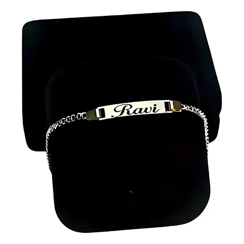 Pulseira Nome Gravado Bebê Chapinha Criança Banhada Ouro 18k Dourado 14 Cm