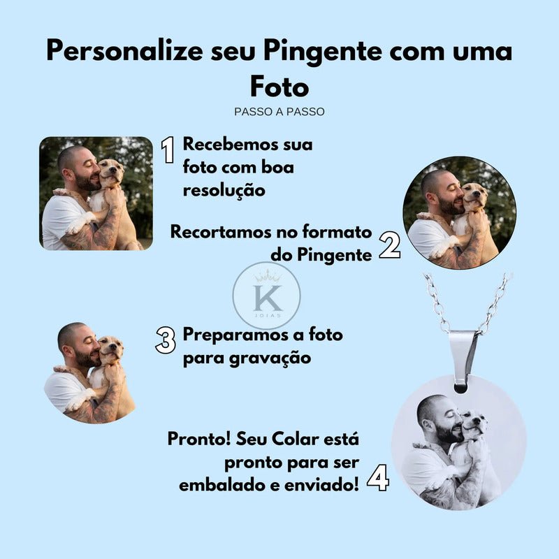 Corrente Com Pingente Personalizado Colar Com Foto Pet